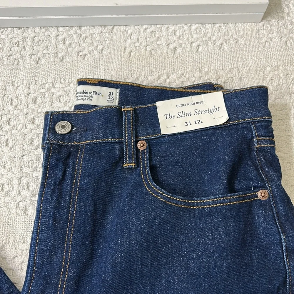 Abercrombie & Fitch Dark Blue Straight Leg Pants - Picture 2 of 6